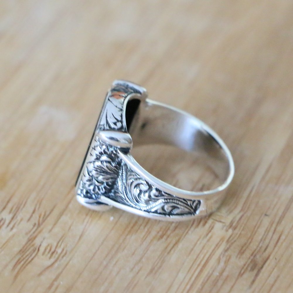 925 Sterling Silver Men's Rings with Black Onyx - Picture 8 of 8